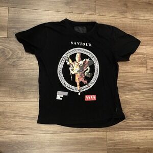 Soul Star England Saviour Black Short Sleeve T-Shirt Graphic Print Men's M